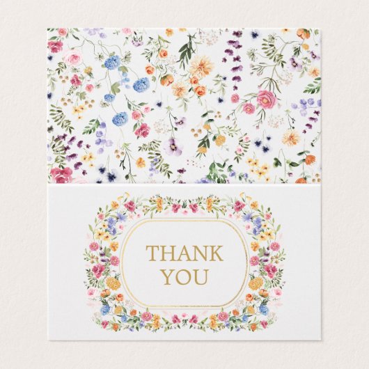 Kleurrijke tuin bloemen bruiloft dank u kaart (Buitenkant ongevouwen)
