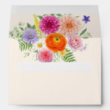 Kleurrijke Tuin Bloemen Handgeschreven Bruiloft