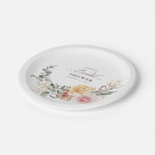 Kleurrijke Tuin Bloemen Krans Bruidsfeest Papieren Bordje (Gekanteld)