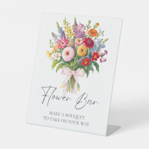 Kleurrijke Tuin Bloemen Roze Boog Maak Boeket Bar Reclamebord Met Voetstuk
