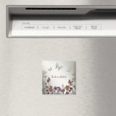 Kleurrijke tuin bloemen vlinders gouden rustiek magneet (Insitu (Vaatwasser))