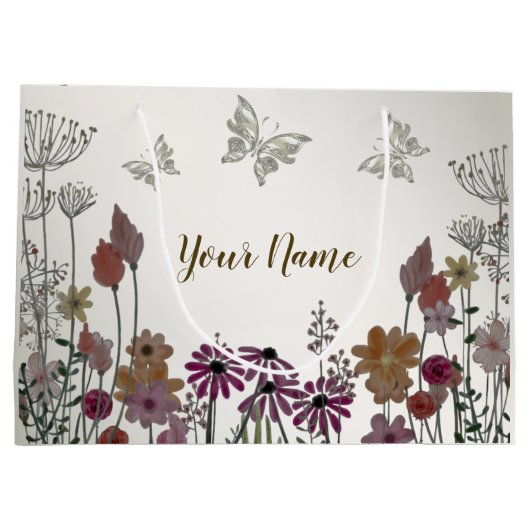 Kleurrijke Tuin Bloemen Vlinders Natuur Rustiek Groot Cadeauzakje (Achterkant)