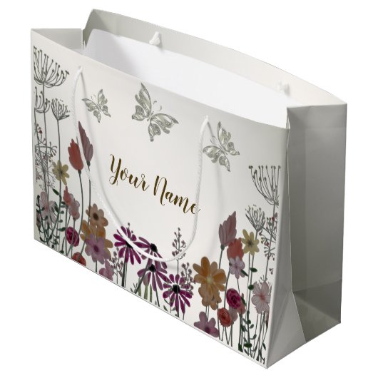 Kleurrijke Tuin Bloemen Vlinders Natuur Rustiek Groot Cadeauzakje (Achterkant Gekanteld)