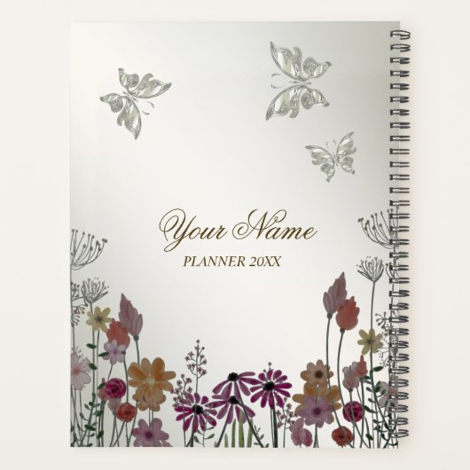 Kleurrijke Tuin Bloemen Vlinders Natuur Rustiek Planner (Achterkant)