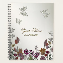 Kleurrijke Tuin Bloemen Vlinders Natuur Rustiek Planner
