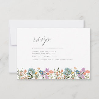 Kleurrijke Tuin Blus waterverf Wildflower bruiloft RSVP Kaartje