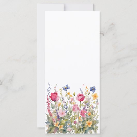 Kleurrijke Tuin Boho Wildbloemen Bruiloft Menu (Achterkant)