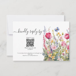 Kleurrijke Tuin Boho Wilde Bloem RSVP Kaart