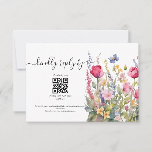 Kleurrijke Tuin Boho Wilde Bloem RSVP Kaart (Voorkant)