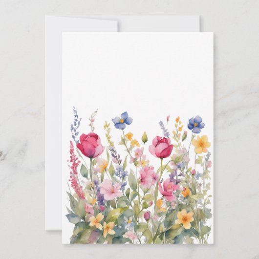 Kleurrijke tuin Boho Wildflower bruiloft uitnodigi Kaart (Achterkant)