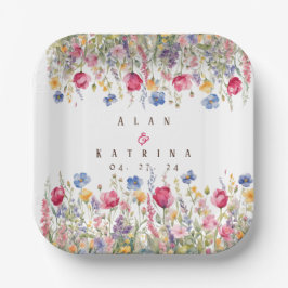 Kleurrijke Tuin Boho Wildflower Papier Bord