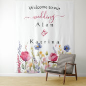 Kleurrijke tuin Boho Wildflower Wandkleed (In situ)