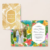 Kleurrijke tuin gouden folie tropische bruiloft ui folie kaarten (Display)
