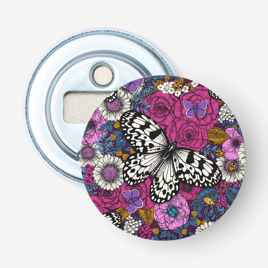 Kleurrijke tuin II Button Flesopener (Voorkant)