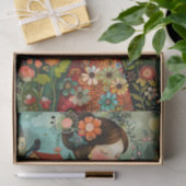 KLEURRIJKE TUIN MEISJE MET BLOEMEN DECOUPAGE TISSUEPAPIER (Geschenk)