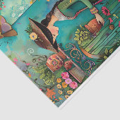 KLEURRIJKE TUIN MEISJE MET BLOEMEN DECOUPAGE TISSUEPAPIER (Detail)