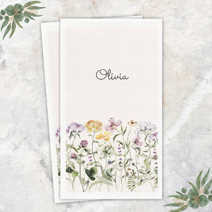 Kleurrijke Tuin met Wilde Bloemen en Monogram Servet