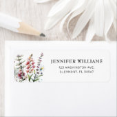 Kleurrijke Tuin met Wilde Bloemen Retouradreslabel Etiket (Insitu)