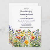 kleurrijke tuin van wilde bloemen bruiloft kaart (Voorkant / Achterkant)