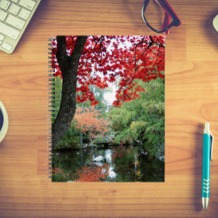 Kleurrijke tuin vijver seizoensgebonden landschap notitieboek