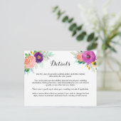 Kleurrijke Tuin Waterverf Bloemen Bruiloft Details Briefkaart (Staand voorkant)