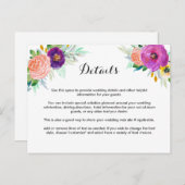 Kleurrijke Tuin Waterverf Bloemen Bruiloft Details Briefkaart (Voorkant / Achterkant)