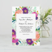 Kleurrijke Tuin Waterverf Bloemen Bruiloft Kaart (Staand voorkant)