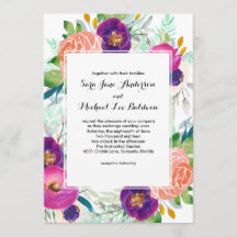 Kleurrijke Tuin Waterverf Bloemen Bruiloft