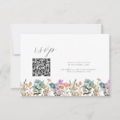 Kleurrijke Tuin waterverf Wildflower QR bruiloft RSVP Kaartje (Voorkant)