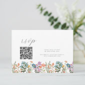 Kleurrijke Tuin waterverf Wildflower QR bruiloft RSVP Kaartje (Staand voorkant)