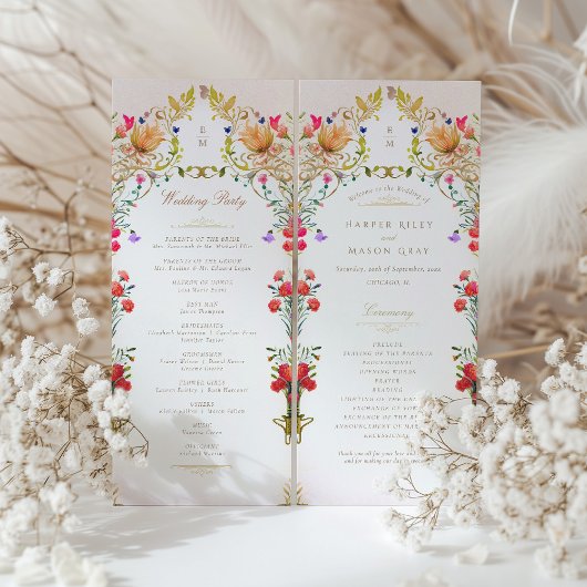 Kleurrijke  Tuin Wedding Ceremony Programma