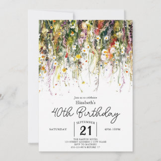 Kleurrijke tuin Wildbloemen 40e verjaardag Kaart