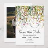 Kleurrijke tuin Wildbloemen Save The Date (Voorkant / Achterkant)