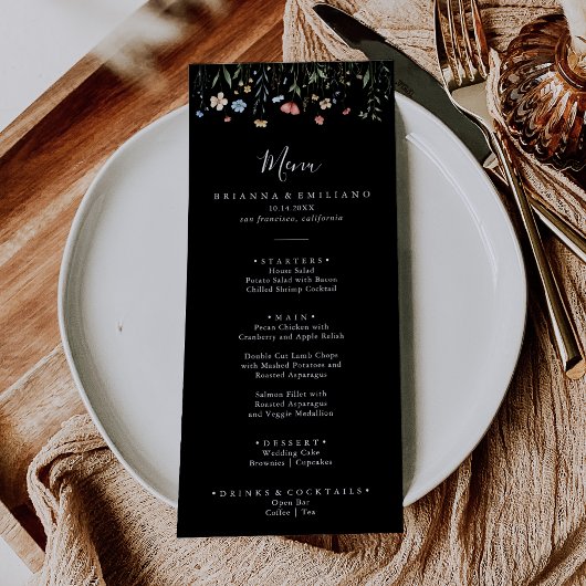 Kleurrijke Tuin wilde bloem Diner Menu