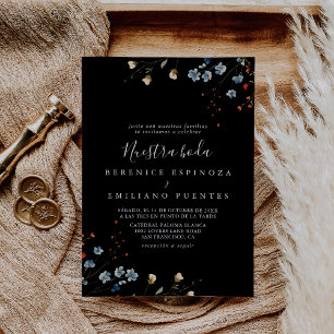 Kleurrijke Tuin wilde bloem Nuestra Boda Bruiloft Kaart