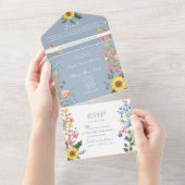 Kleurrijke tuin Wildflower bruiloft All In One Uitnodiging (Afscheurbaar)