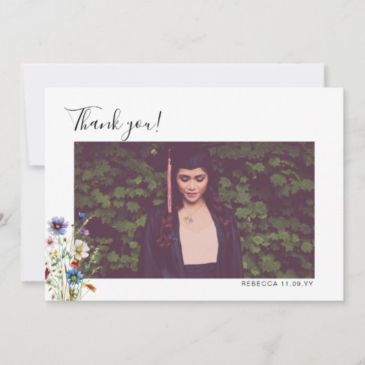 Kleurrijke tuinbloemen Afstuderen Dank u foto Bedankkaart (Voorkant)