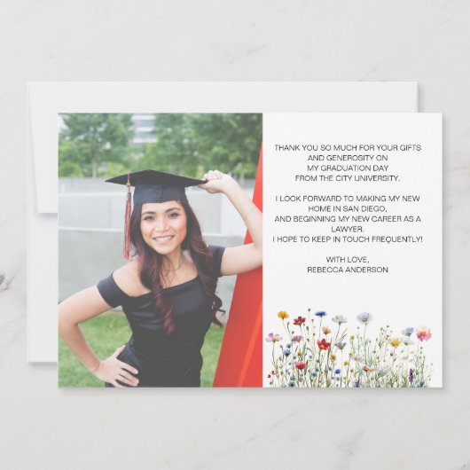 Kleurrijke tuinbloemen Afstuderen Dank u foto Bedankkaart (Achterkant)