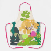 Kleurrijke Tuinbloemen en Vogelsilhouet Schort (Voorkant)