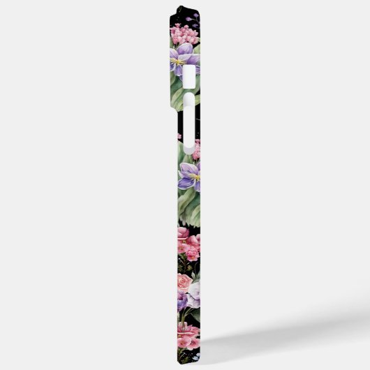 Kleurrijke tuinbloemen op zwarte achtergrond Case-Mate iPhone case (Achterkant / Links)