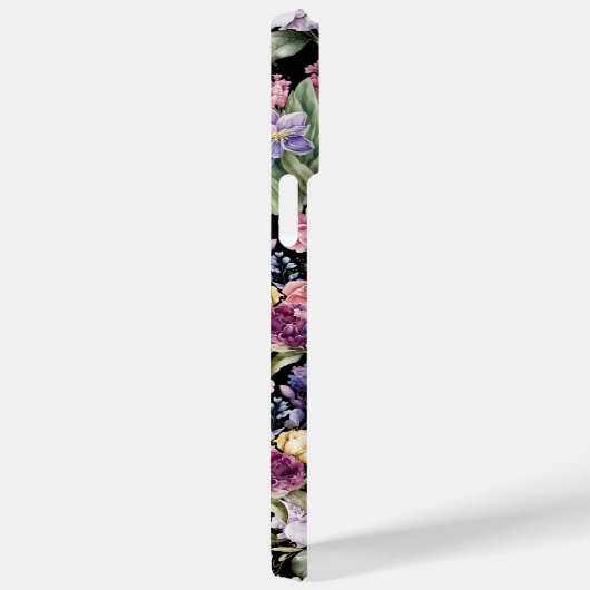 Kleurrijke tuinbloemen op zwarte achtergrond Case-Mate iPhone case (Achterkant / Rechts)