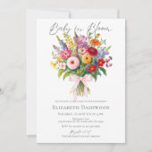 Kleurrijke Tuinbloemen Roze Boog Meisje Baby showe Kaart (Voorkant)