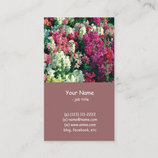  kleurrijke tuinbloemen visitekaartje (Voorkant)