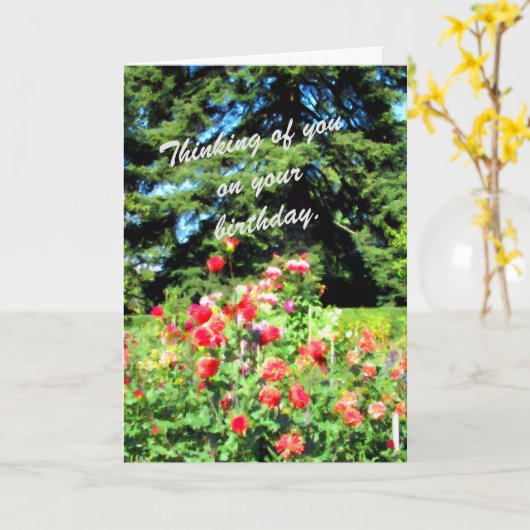 Kleurrijke tuinbloemen voor een speciale persoon kaart (Gele Bloem)