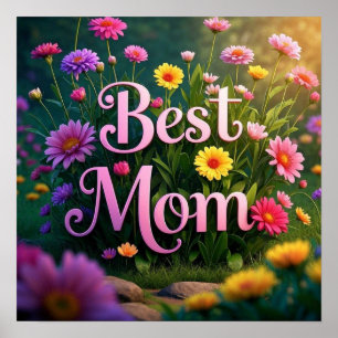 Kleurrijke tuinbloemen voor Moederdag Poster