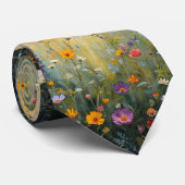 Kleurrijke Tuinbloemen Wildflower Meadow Stropdas (Opgerold)