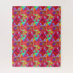 Kleurrijke Tuinquiltschildering met Rode Hortensia Legpuzzel