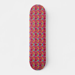 Kleurrijke Tuinquiltschildering met Rode Hortensia Persoonlijk Skateboard