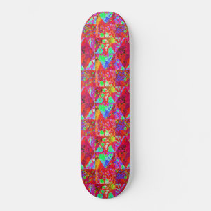 Kleurrijke Tuinquiltschildering met Rode Hortensia Persoonlijk Skateboard