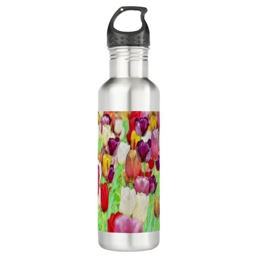 Kleurrijke tuintuin waterfles  (Voorkant)